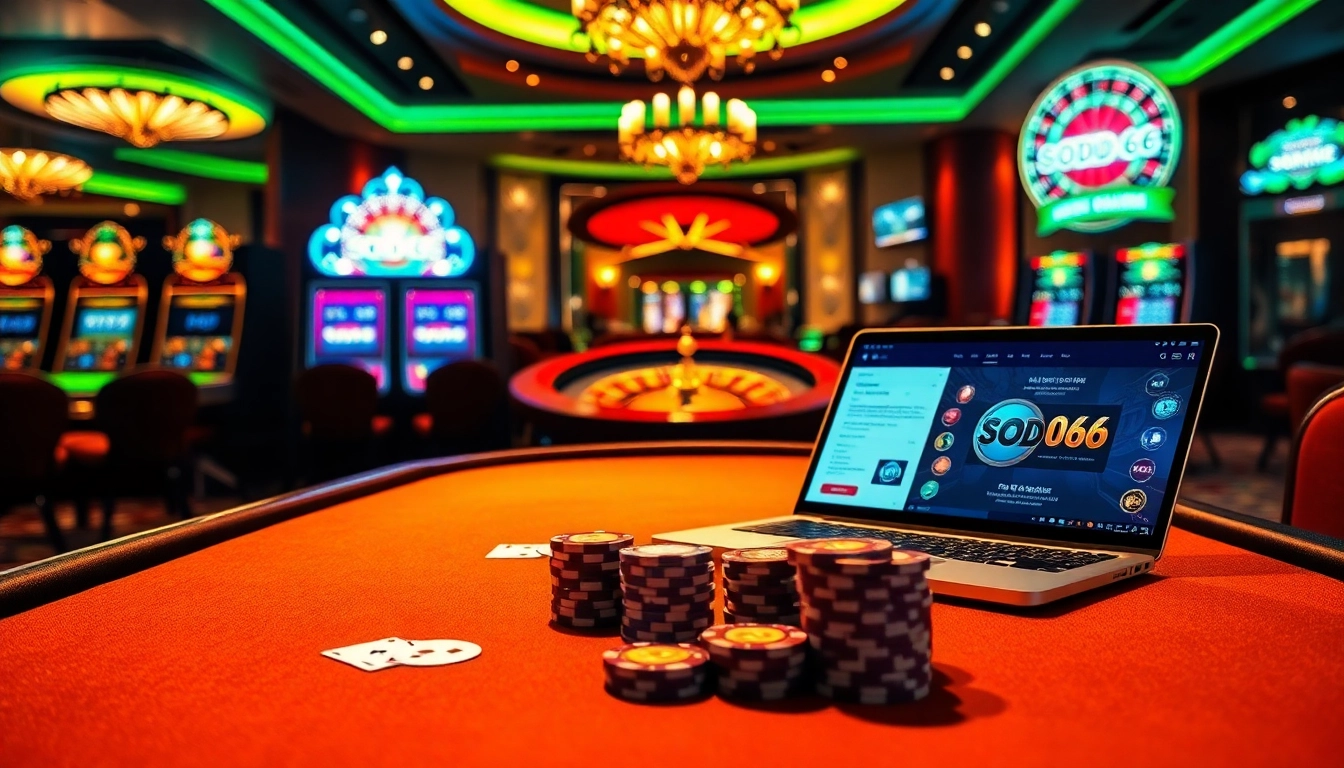 Players enjoy high-stakes poker at SODO66, featuring luxury tables and vibrant casino ambiance.