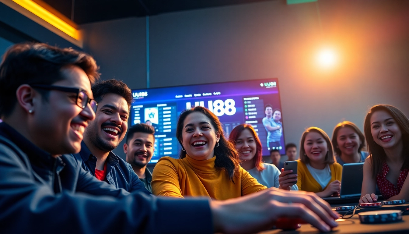 Exciting online gaming at UU88 with diverse players enjoying a modern betting platform.