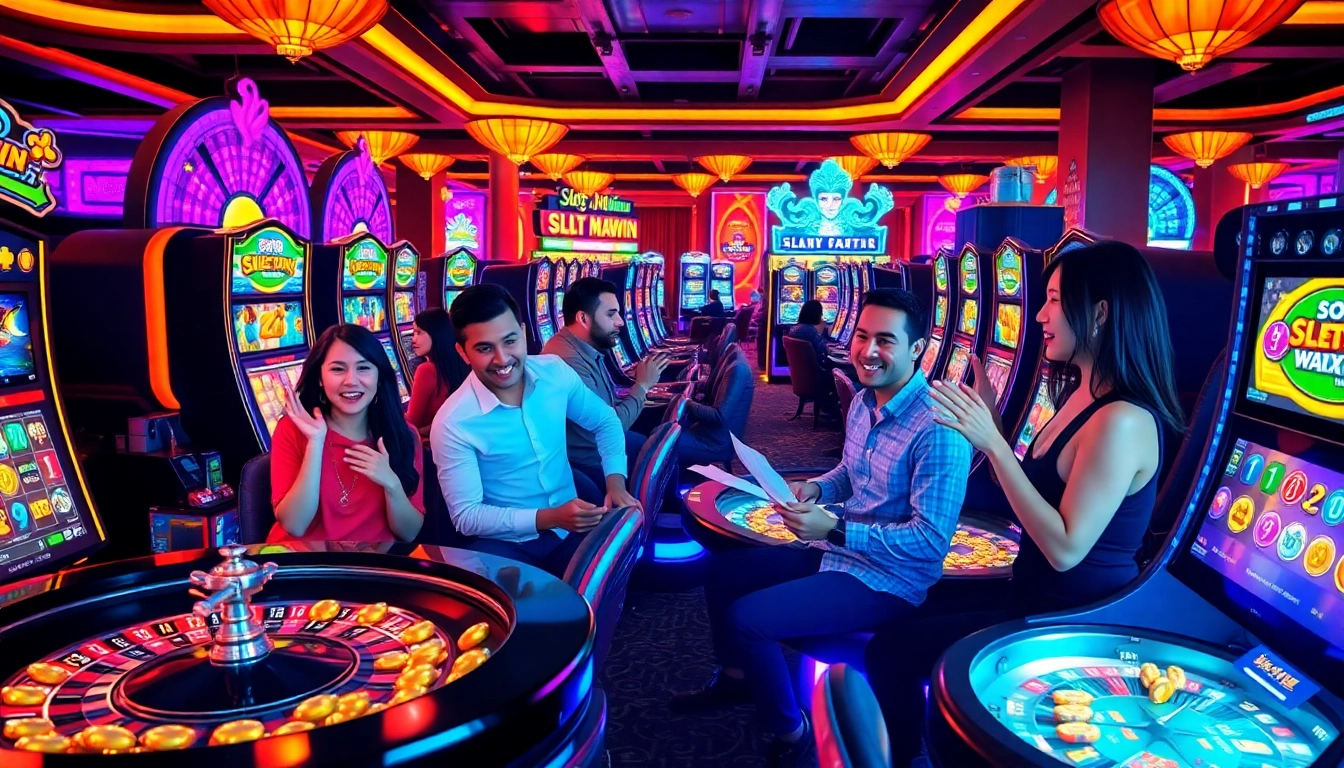 Players experiencing the thrill of Slot Maxwin games in a vibrant casino environment.