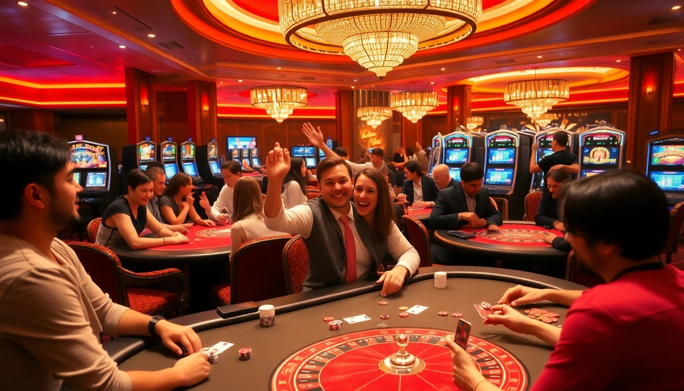 Players enjoying a thrilling game experience at DN 88 casino tables with vibrant ambiance.
