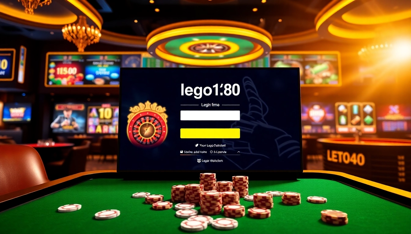Engage in thrilling online gambling with a dynamic lego138 login screen highlighting luxury and excitement.